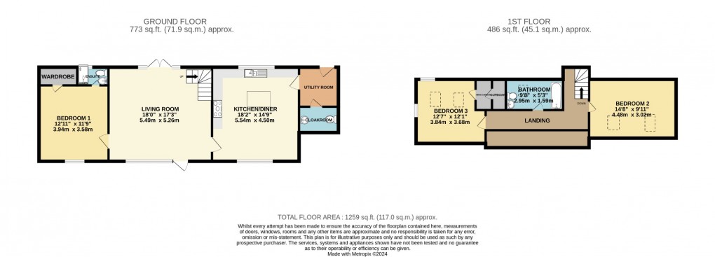Floorplan for Meadow Lane, North Lopham, Diss, Norfolk, IP22 2FA